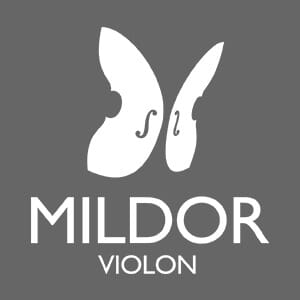 Logo Mildor Violon cours de violon en ligne Blanc Blanc Fond Noir