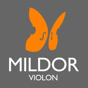 Logo Mildor Violon cours de violon en ligne Orange Blanc Fond Noir