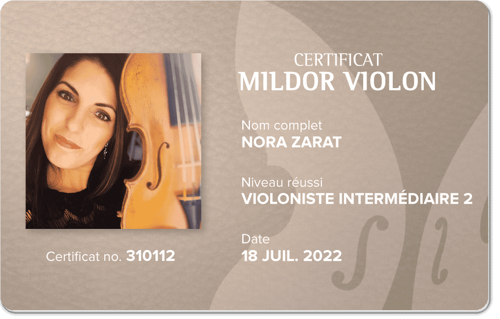 Certification Mildor Violon