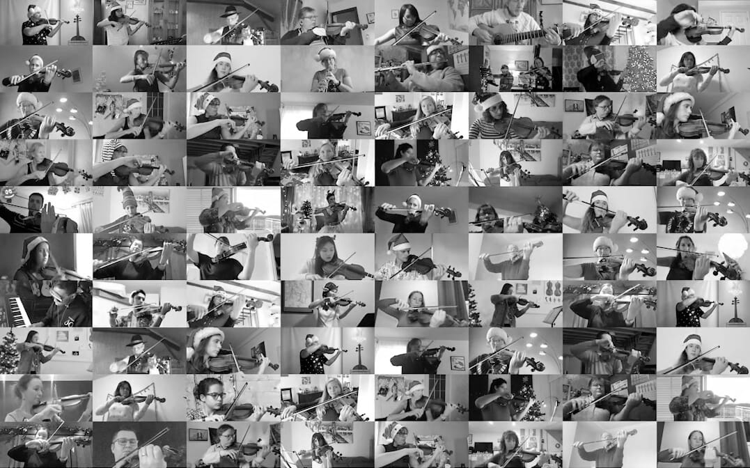 Carte de Noël - Montage de 125 violonistes en orchestre virtuel